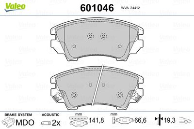 Brake Pad Set, disc brake VALEO 601046