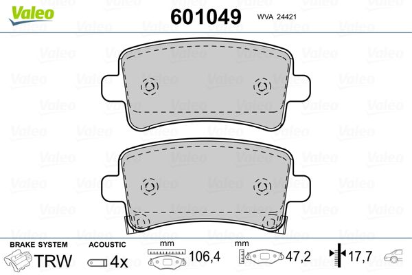 VALEO 601049 Brake Pad Set, disc brake