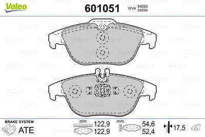 Brake Pad Set, disc brake VALEO 601051
