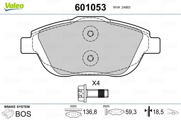 VALEO 601053 Brake Pad Set, disc brake