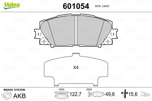 VALEO 601054 Brake Pad Set, disc brake