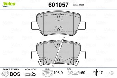 Brake Pad Set, disc brake VALEO 601057