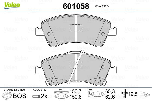 VALEO 601058 Brake Pad Set, disc brake