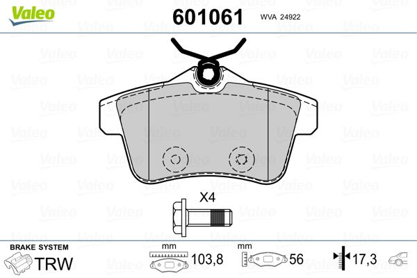 VALEO 601061 Brake Pad Set, disc brake