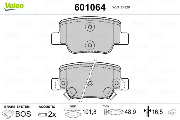 VALEO 601064 Brake Pad Set, disc brake