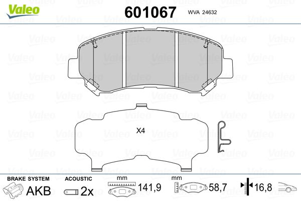 VALEO 601067 Brake Pad Set, disc brake
