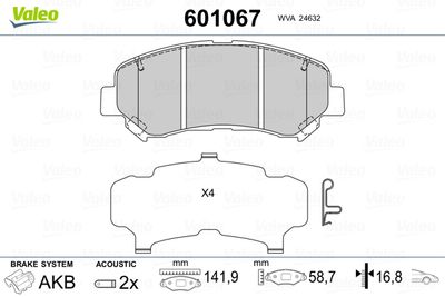 Brake Pad Set, disc brake VALEO 601067