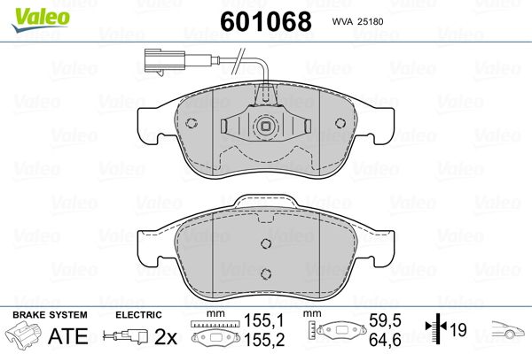 VALEO 601068 Brake Pad Set, disc brake