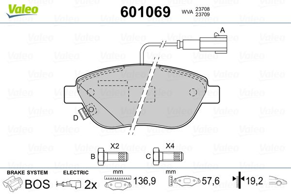 VALEO 601069 Brake Pad Set, disc brake