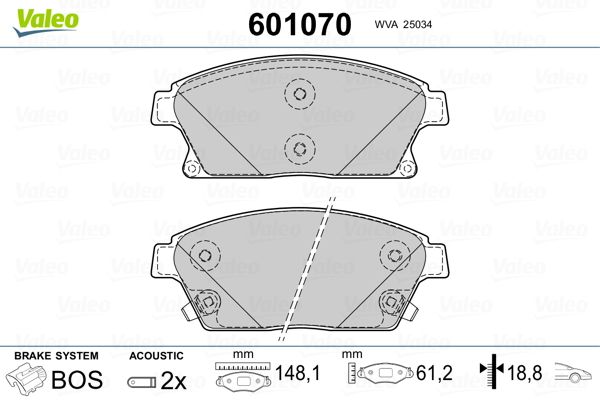 VALEO 601070 Brake Pad Set, disc brake