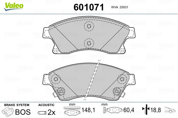 VALEO 601071 Brake Pad Set, disc brake