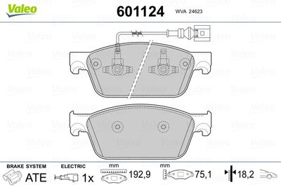 Brake Pad Set, disc brake VALEO 601124