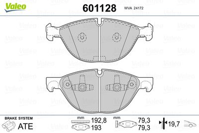 Brake Pad Set, disc brake VALEO 601128