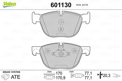 Brake Pad Set, disc brake VALEO 601130