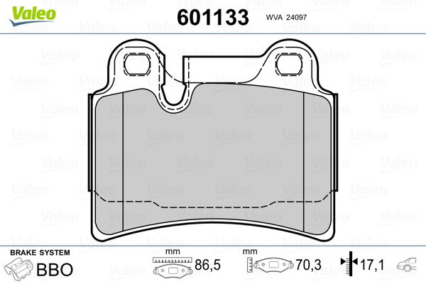 VALEO 601133 Brake Pad Set, disc brake