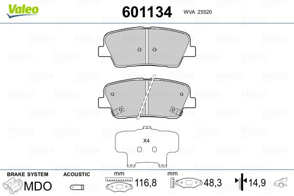 VALEO 601134 Brake Pad Set, disc brake