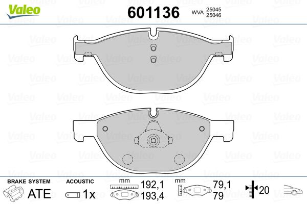 VALEO 601136 Brake Pad Set, disc brake
