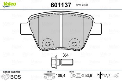 Brake Pad Set, disc brake VALEO 601137