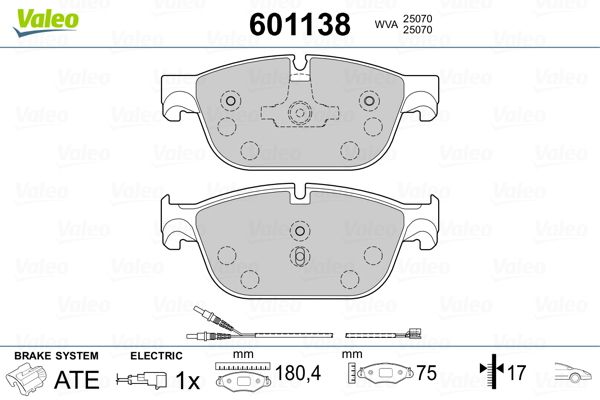 VALEO 601138 Brake Pad Set, disc brake