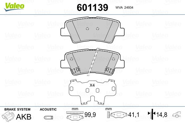 VALEO 601139 Brake Pad Set, disc brake