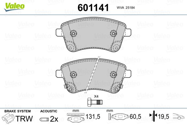 VALEO 601141 Brake Pad Set, disc brake