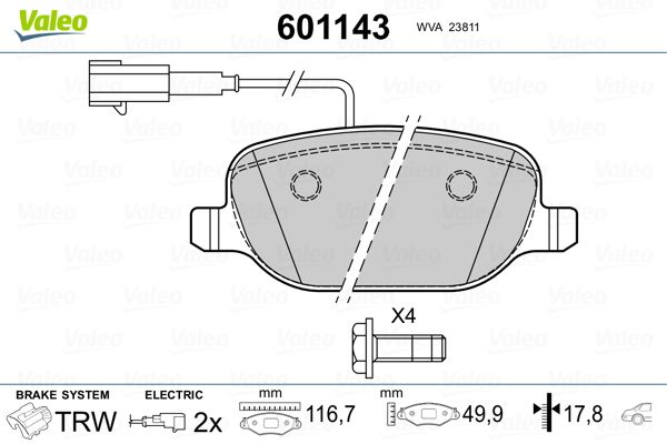 VALEO 601143 Brake Pad Set, disc brake