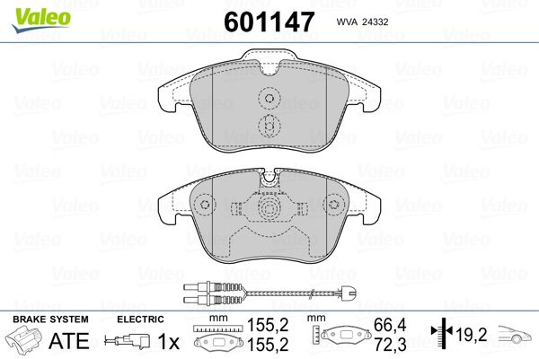 VALEO 601147 Brake Pad Set, disc brake