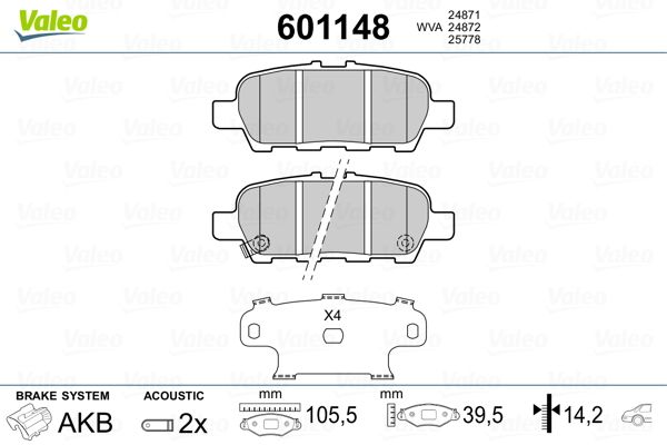 VALEO 601148 Brake Pad Set, disc brake