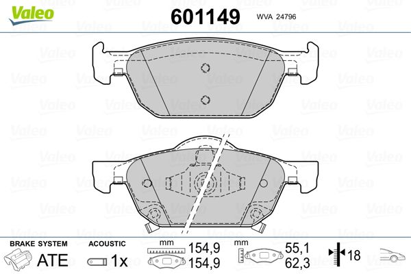 VALEO 601149 Brake Pad Set, disc brake