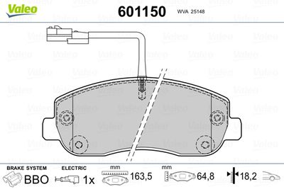 Brake Pad Set, disc brake VALEO 601150