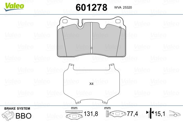VALEO 601278 Brake Pad Set, disc brake