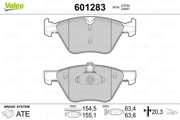VALEO 601283 Brake Pad Set, disc brake