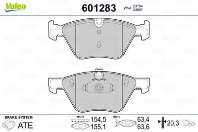 Brake Pad Set, disc brake VALEO 601283