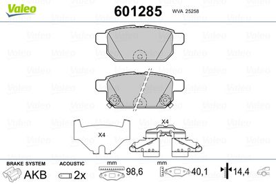Brake Pad Set, disc brake VALEO 601285