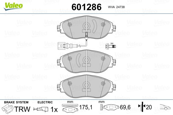VALEO 601286 Brake Pad Set, disc brake