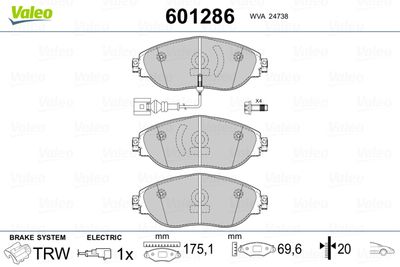 Brake Pad Set, disc brake VALEO 601286
