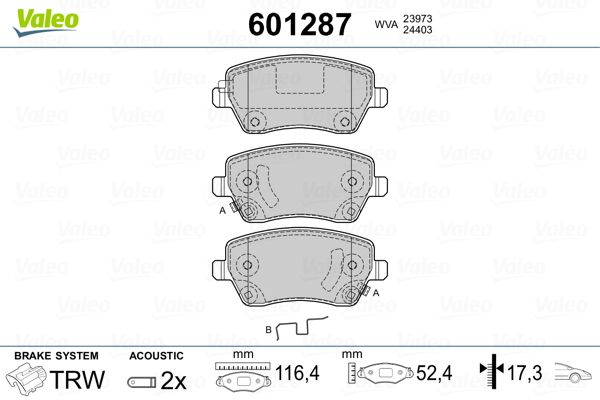 VALEO 601287 Brake Pad Set, disc brake