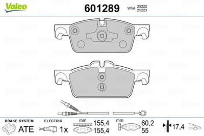 Brake Pad Set, disc brake VALEO 601289