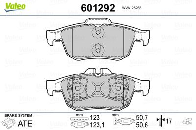 Brake Pad Set, disc brake VALEO 601292