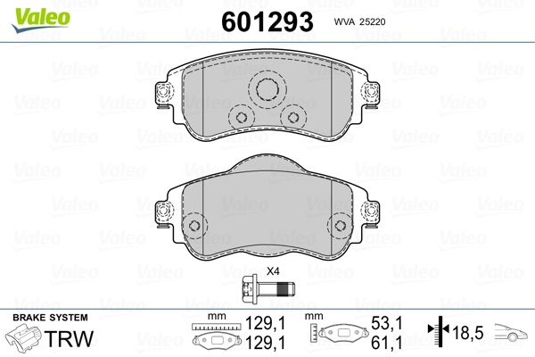 VALEO 601293 Brake Pad Set, disc brake