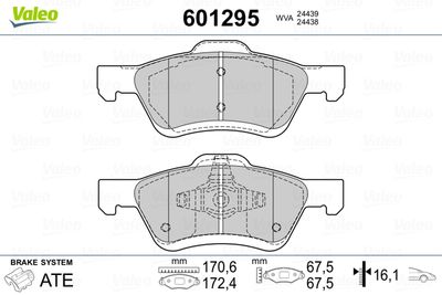 Brake Pad Set, disc brake VALEO 601295