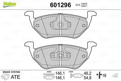 Brake Pad Set, disc brake VALEO 601296