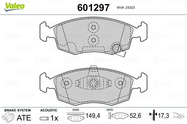 VALEO 601297 Brake Pad Set, disc brake