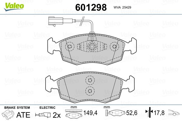 VALEO 601298 Brake Pad Set, disc brake
