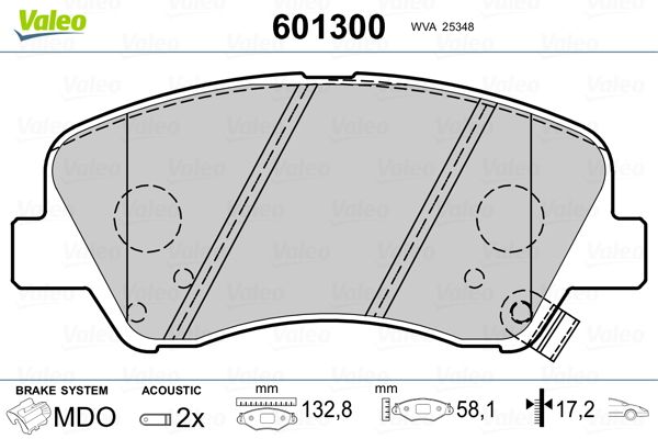 VALEO 601300 Brake Pad Set, disc brake