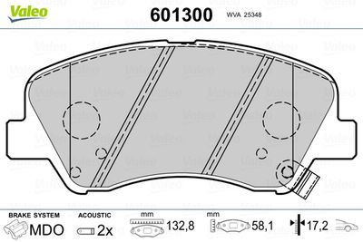 Brake Pad Set, disc brake VALEO 601300