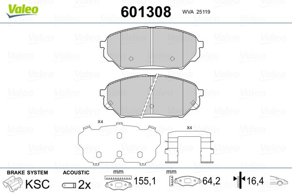 VALEO 601308 Brake Pad Set, disc brake