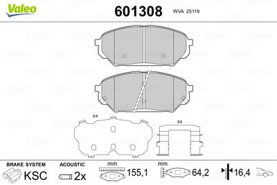 Brake Pad Set, disc brake VALEO 601308