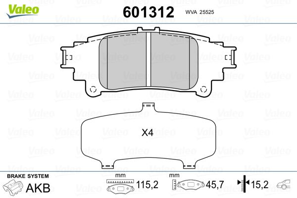 VALEO 601312 Brake Pad Set, disc brake