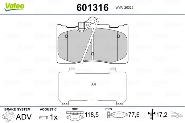 VALEO 601316 Brake Pad Set, disc brake